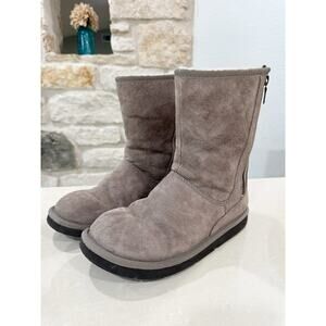 UGG Knightsbridge Mid Calf Side Zip Suede Leather Boots F3009H Brown Greige 7